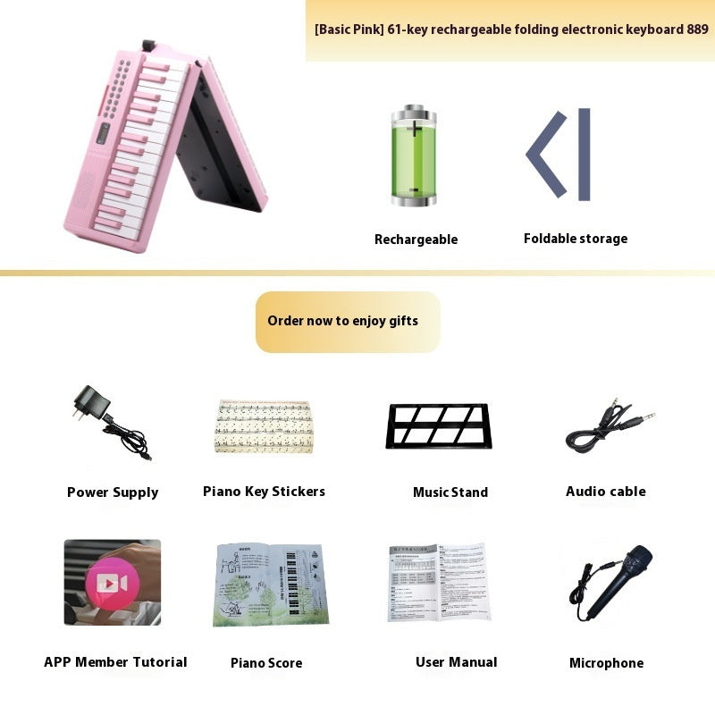 Charging Portable Smart Folding 61 Key Piano