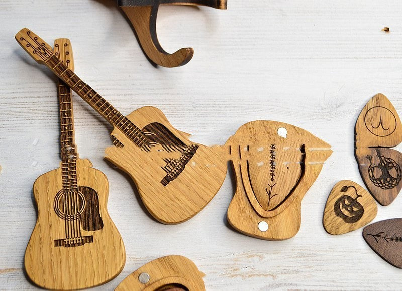Wooden Acoustic Guitar Pick Box