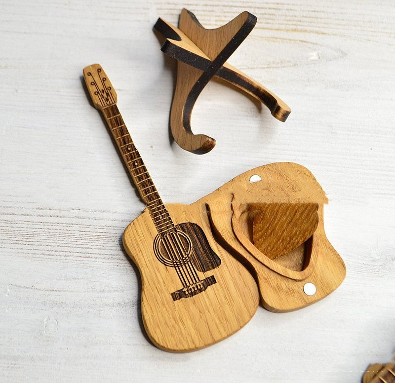 Wooden Acoustic Guitar Pick Box