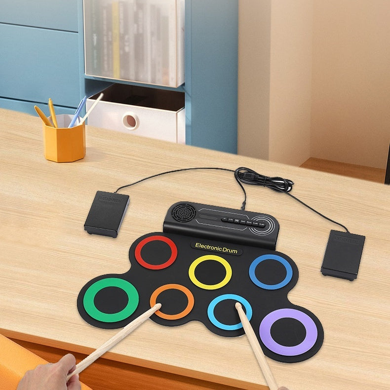 Portable Shelf Percussion Drum Set Hand Roll Desktop Beginner